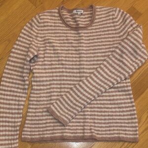 Madewell Pink and Cream Striped Knit wool Sweater